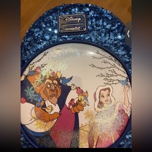 Loungefly Disney Snow Globe Collection Beauty & the Beast Sequin Mini Backpack